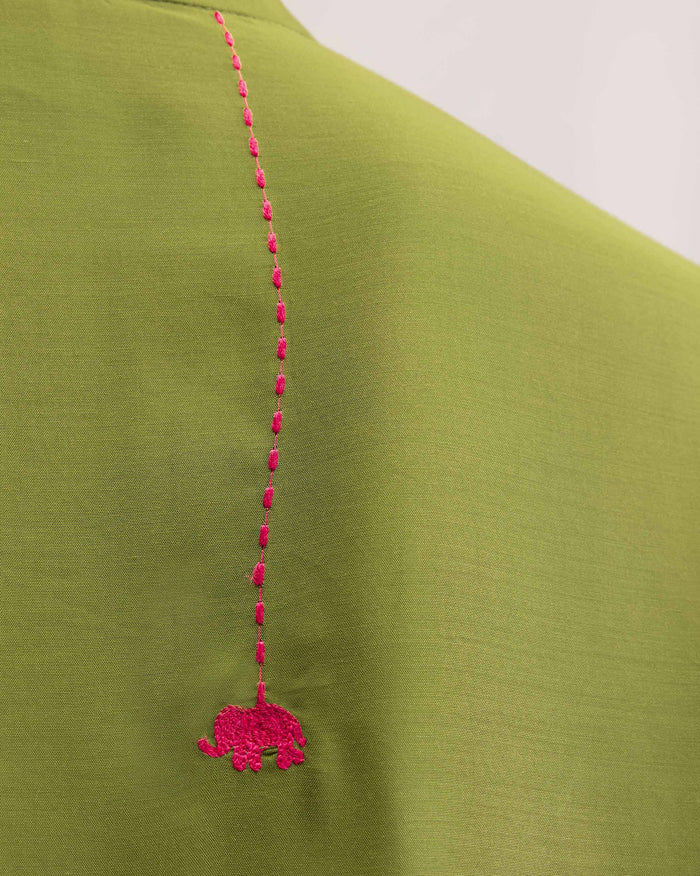 Basic Mid Length Kurta - Olive