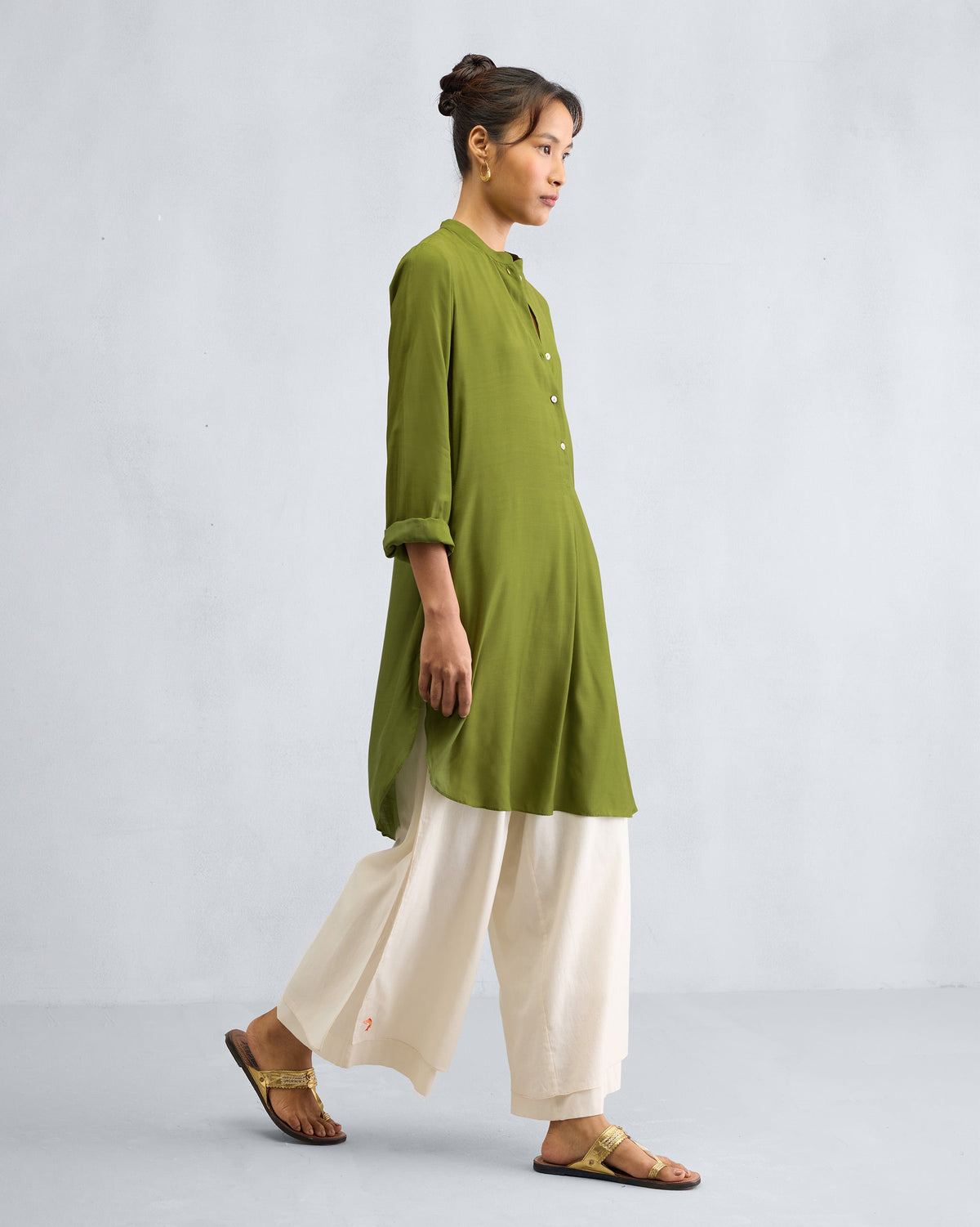 Basic Mid Length Kurta - Olive
