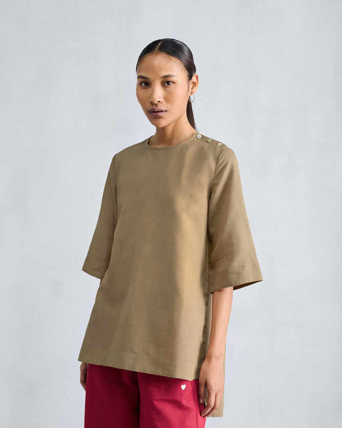 High Slit Top - Taupe