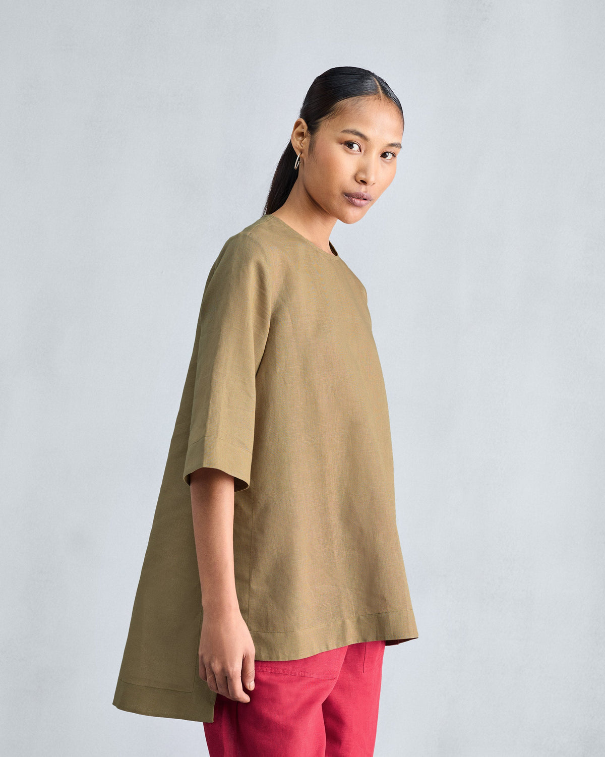 High Slit Top - Taupe
