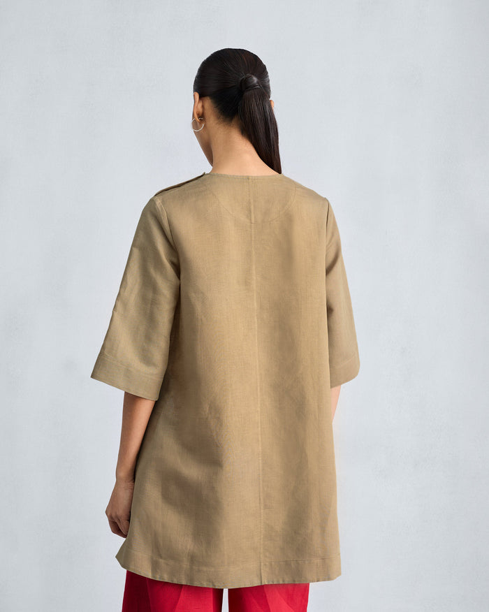High Slit Top - Taupe