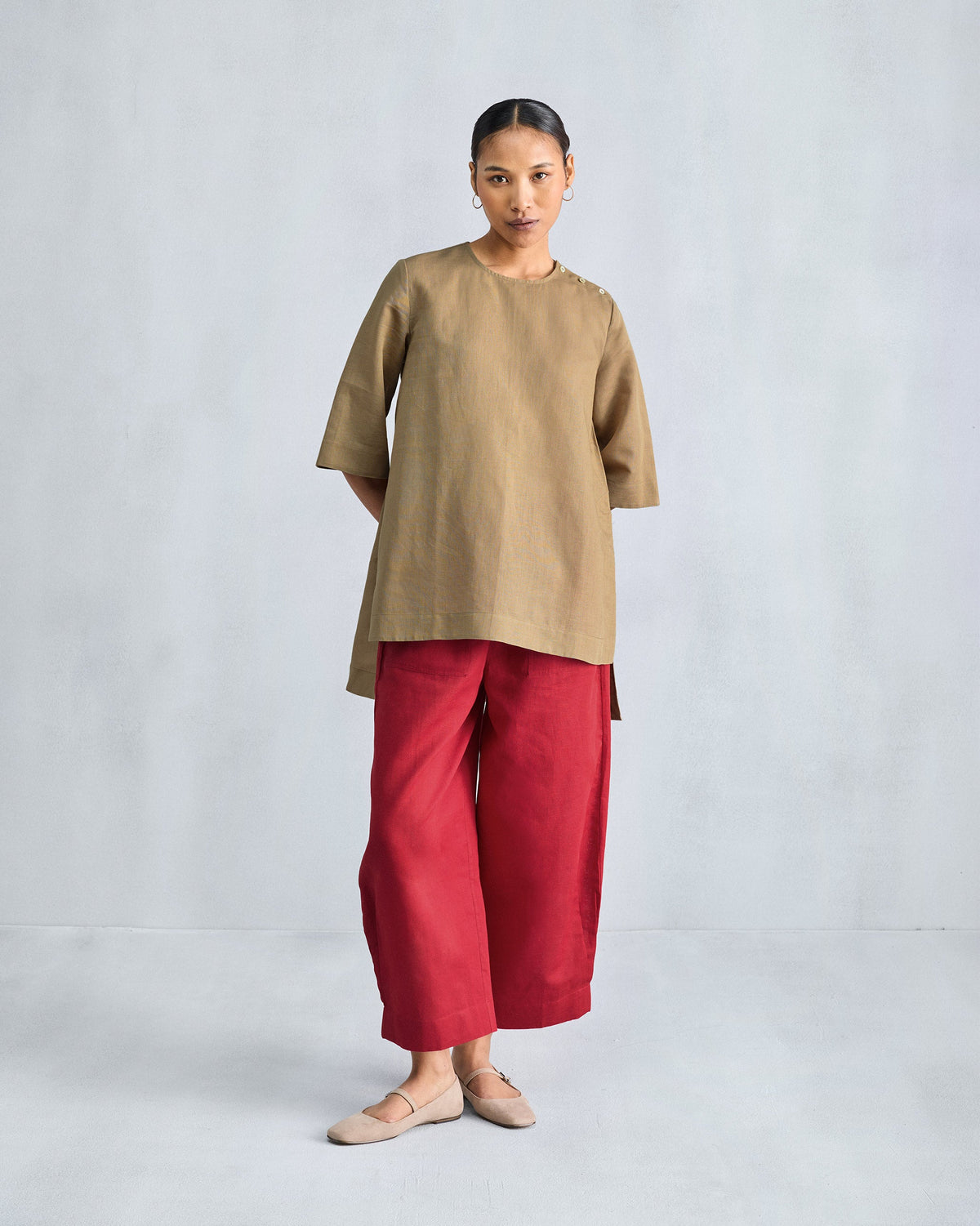 High Slit Top - Taupe