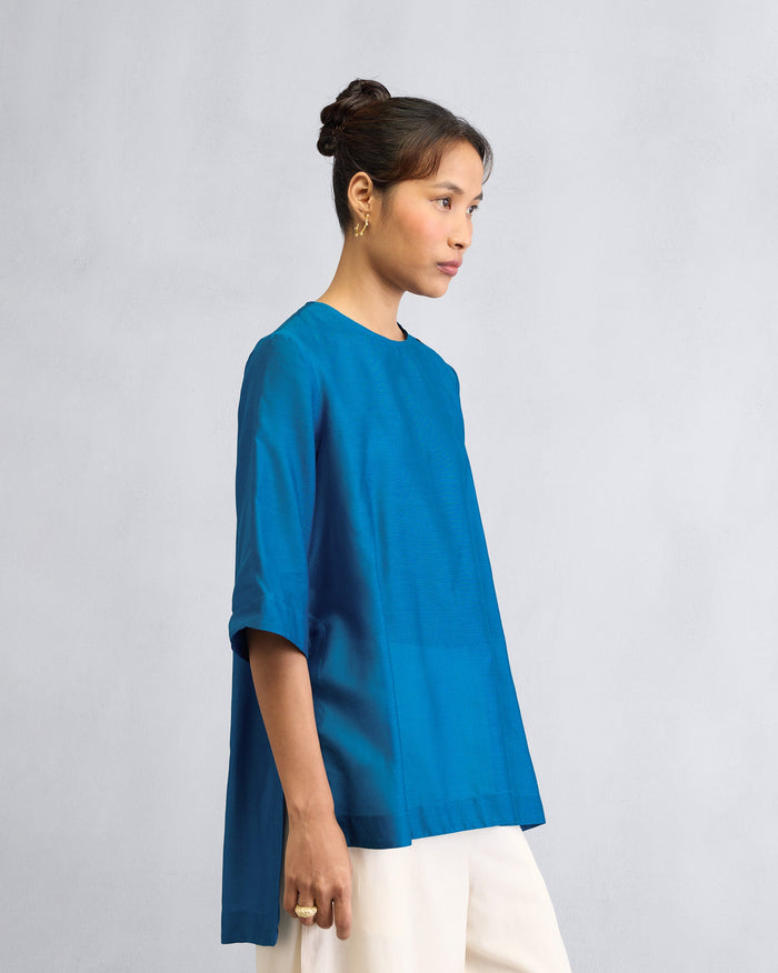 High Slit Top - Sapphire