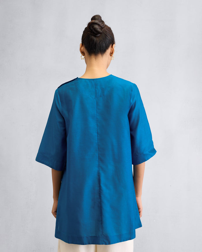 High Slit Top - Sapphire