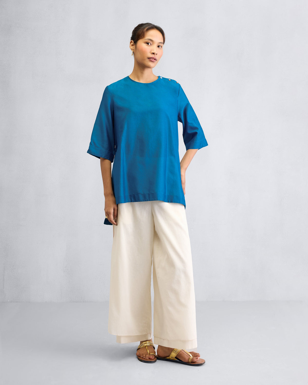 High Slit Top - Sapphire
