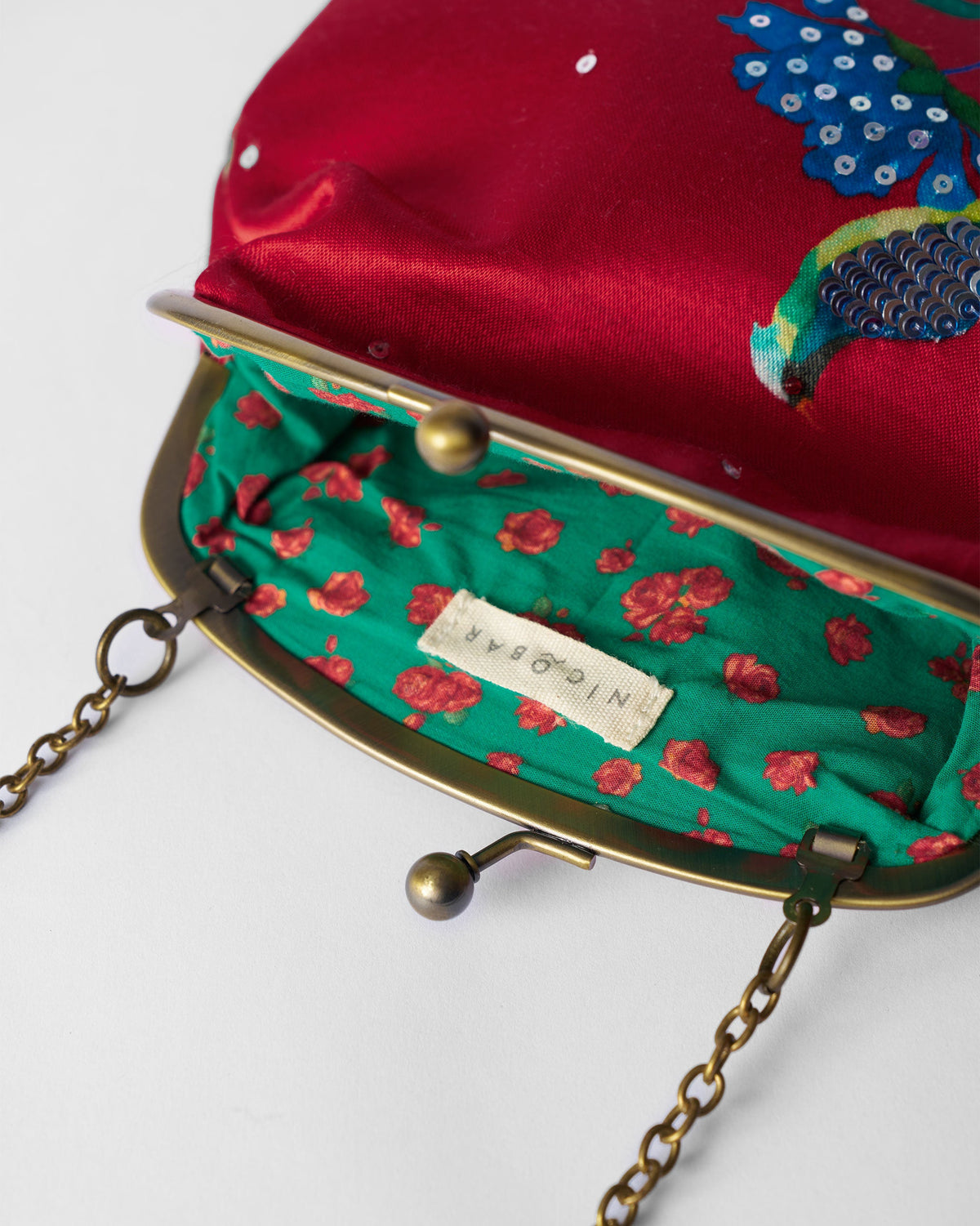 Sling Clutch - Red Embroidered