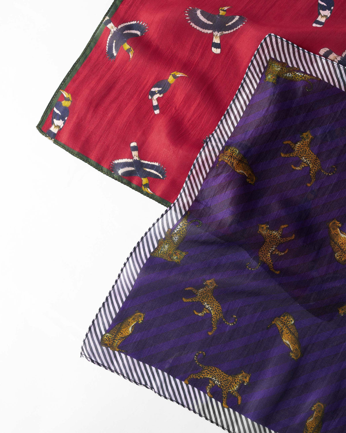 Leopard Pocket Sqaures - Purple & Crimson