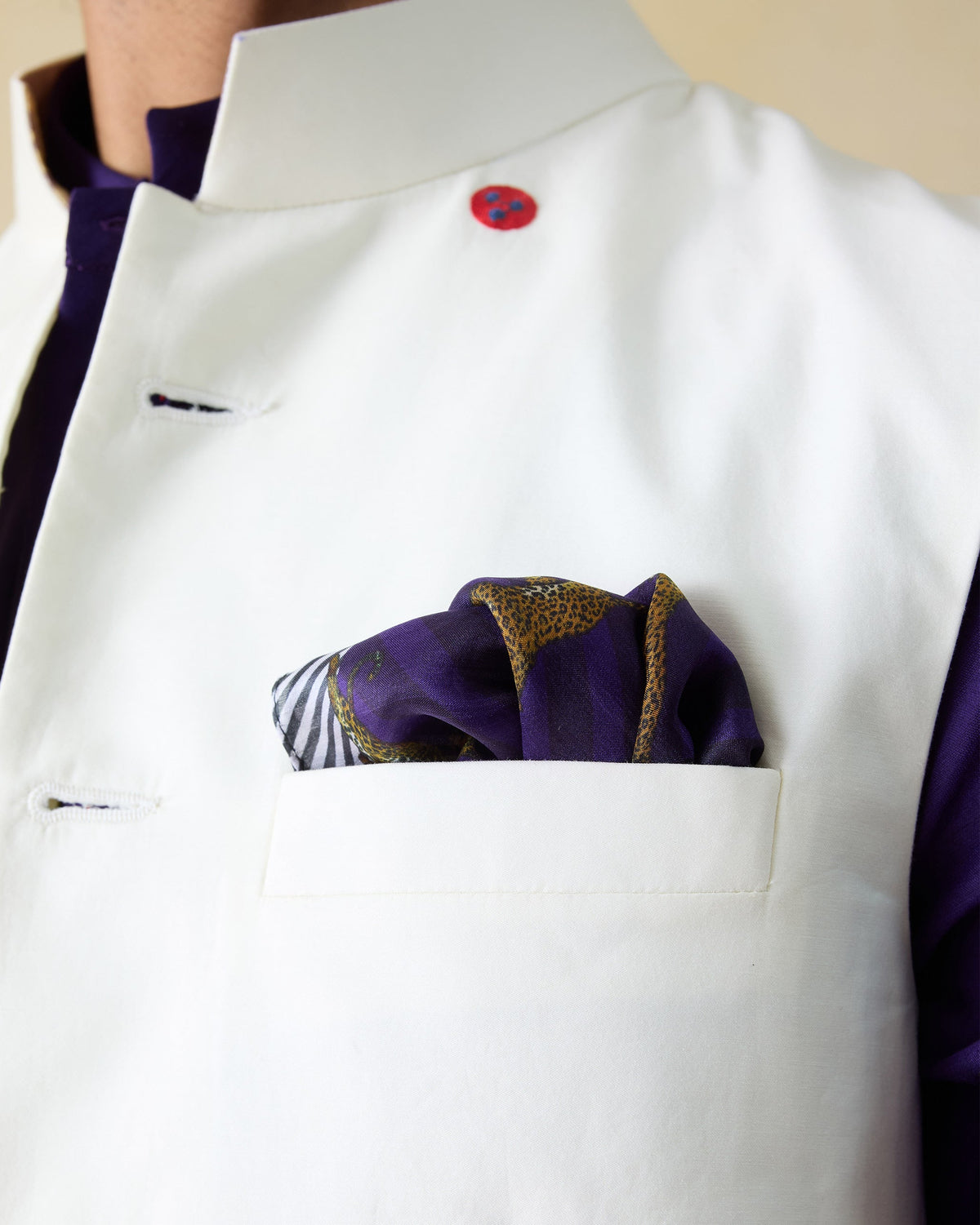 Leopard Pocket Sqaures - Purple & Crimson