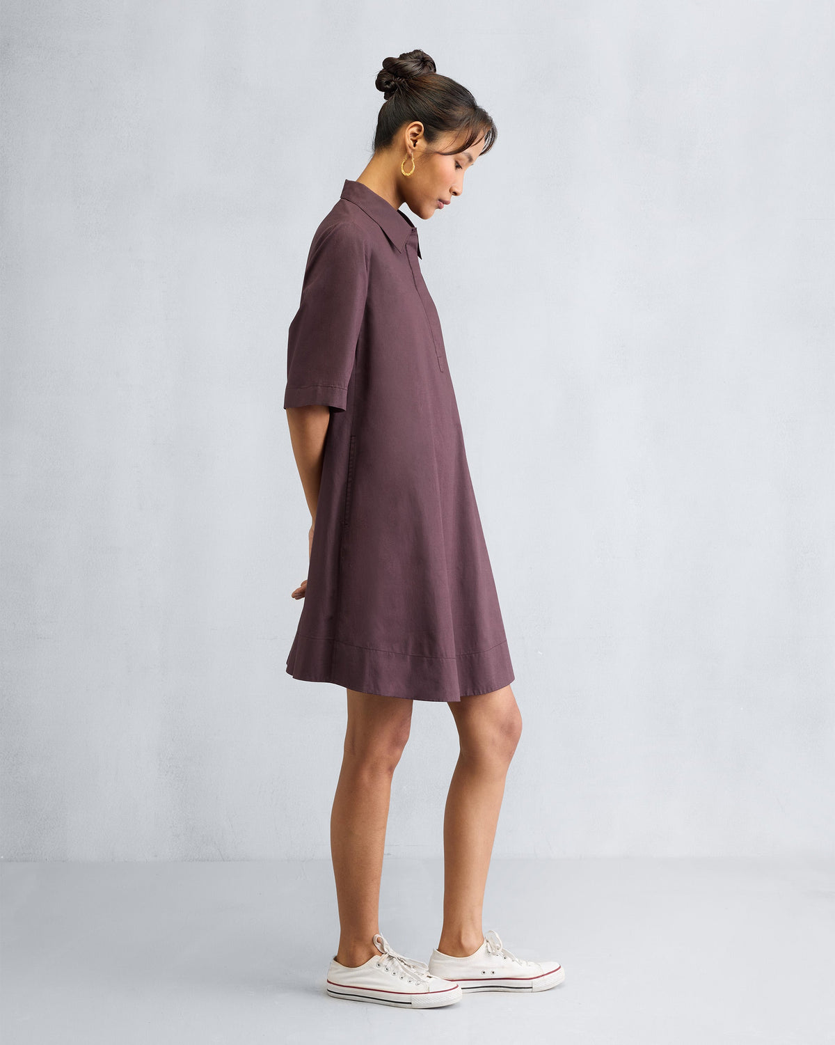 A-line Short Dress - Chocolate Plum