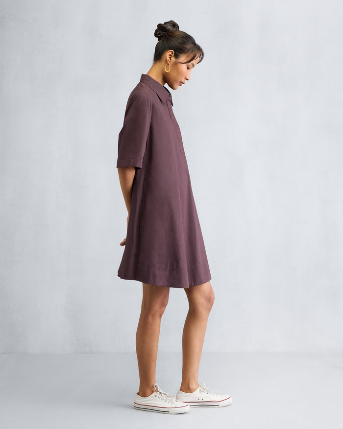 A-line Short Dress - Chocolate Plum