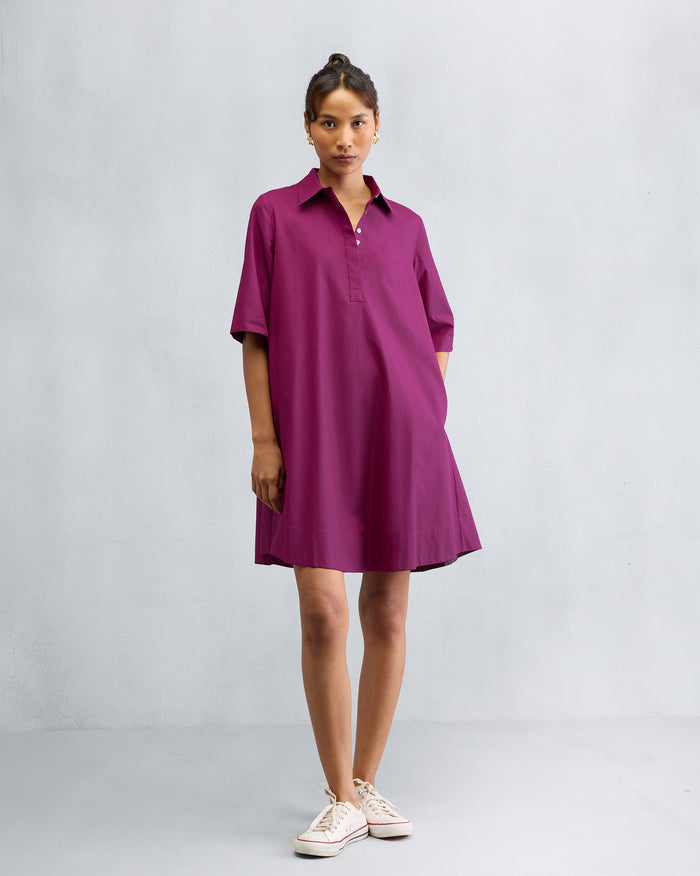 A-line Short Dress - Mulberry