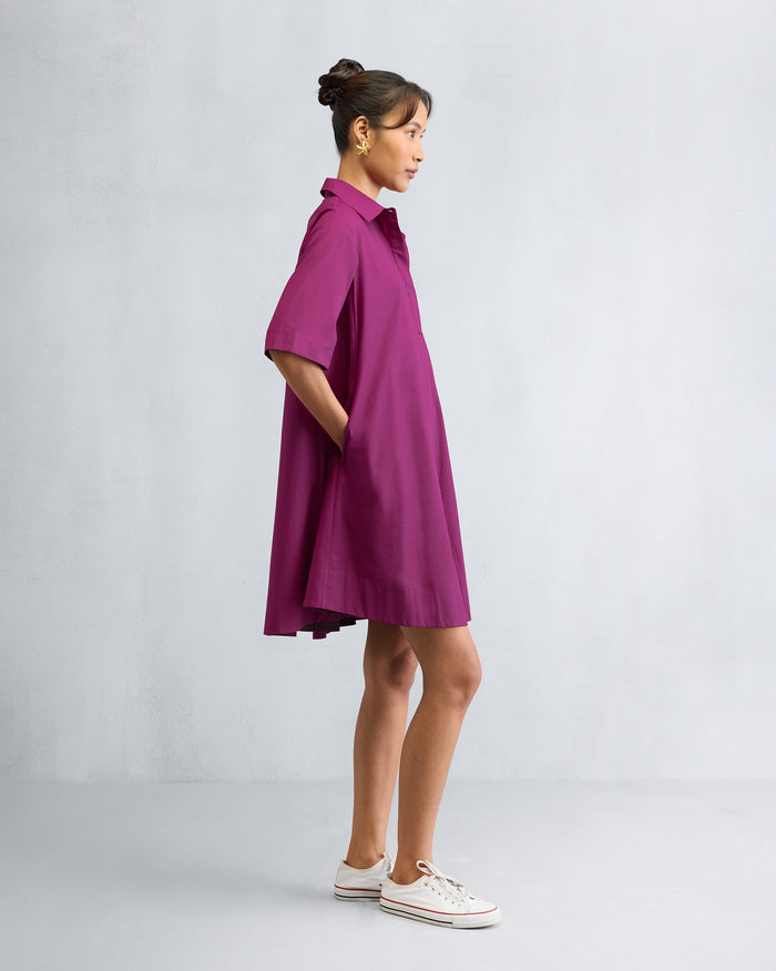 A-line Short Dress - Mulberry