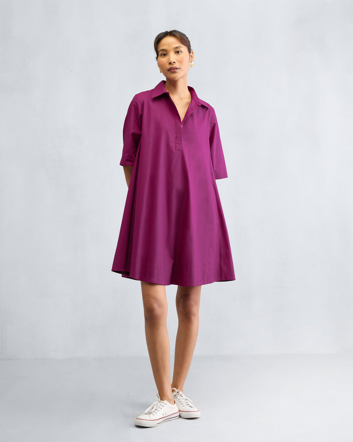 A-line Short Dress - Mulberry