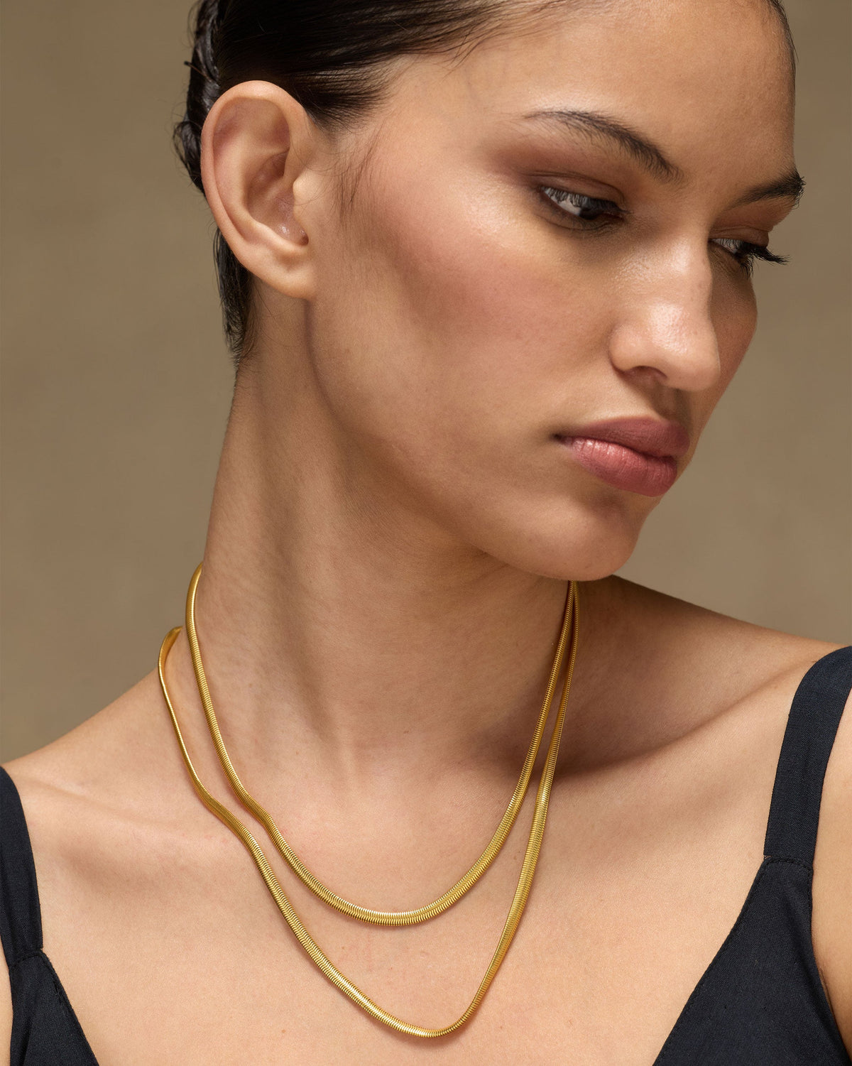 Layered Herringbone Chain - Gold