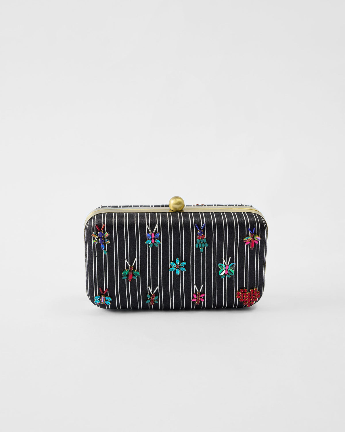 Martini Clutch - Black Embroidered