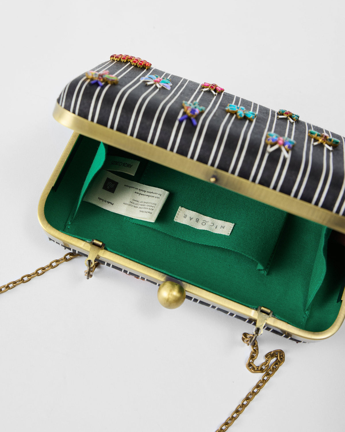 Martini Clutch - Black Embroidered