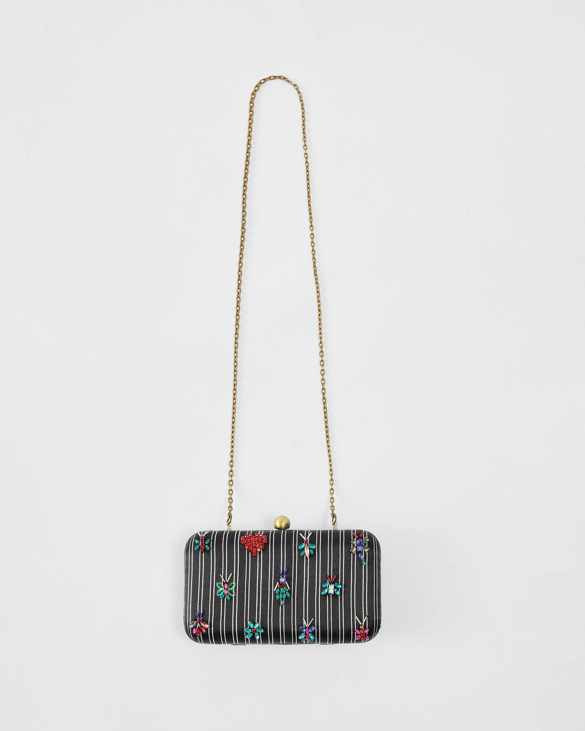 Martini Clutch - Black Embroidered
