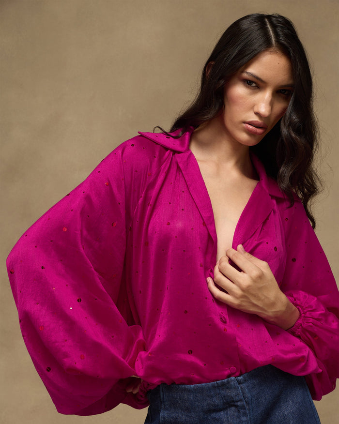 Cloud Overlay - Cotton Silk Loose Fit (Fuchsia)