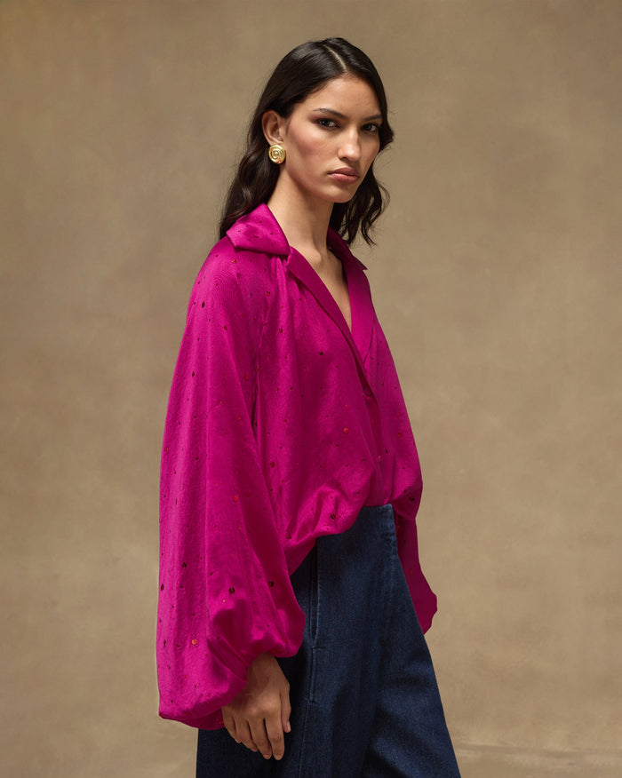 Cloud Overlay - Cotton Silk Loose Fit (Fuchsia)