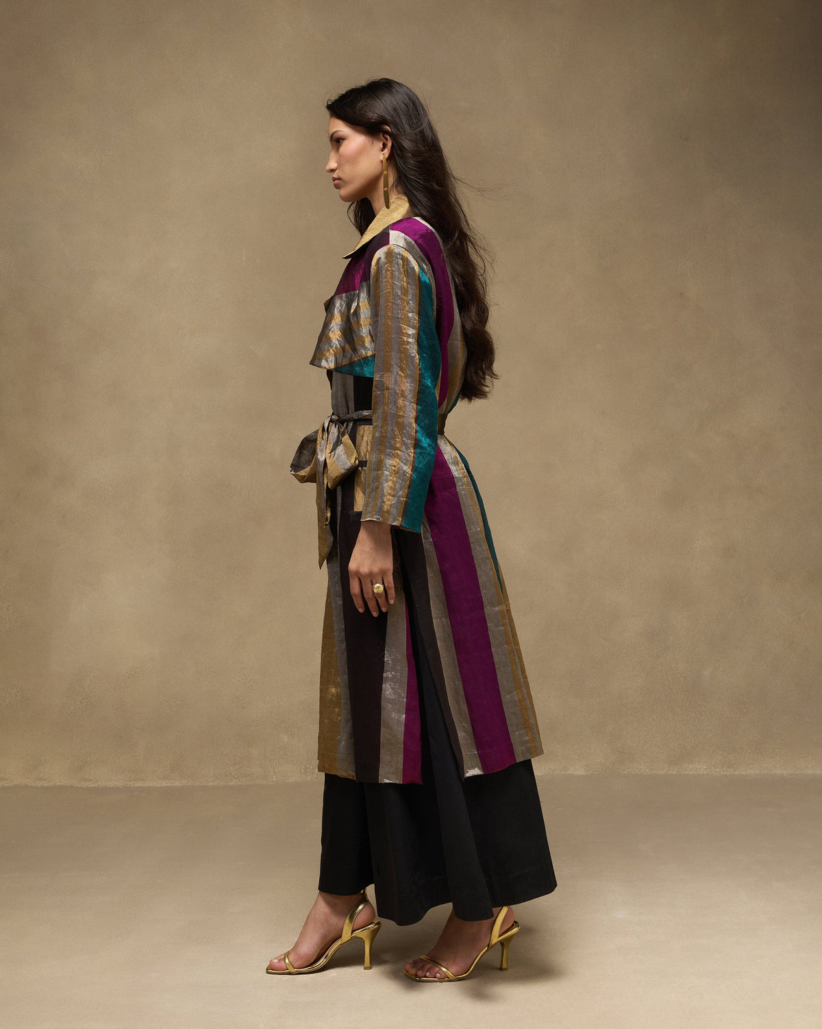 Sera Trench - Metallic Tissue Regular Fit