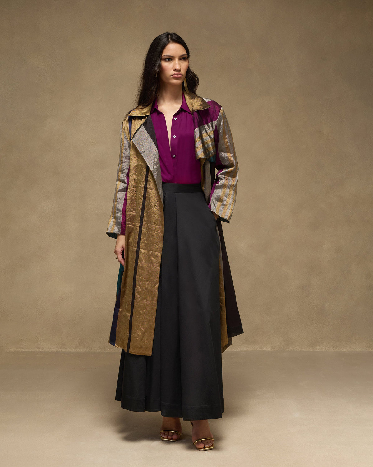 Sera Trench - Metallic Tissue Regular Fit