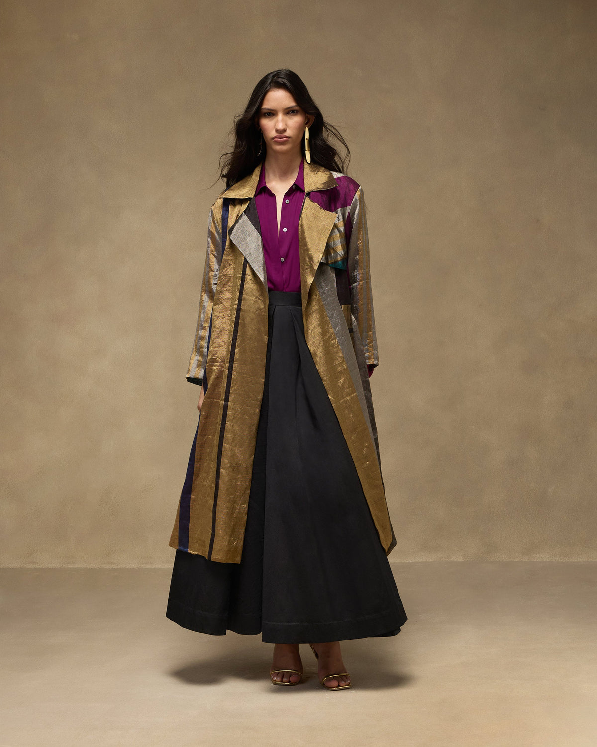 Sera Trench - Metallic Tissue Regular Fit