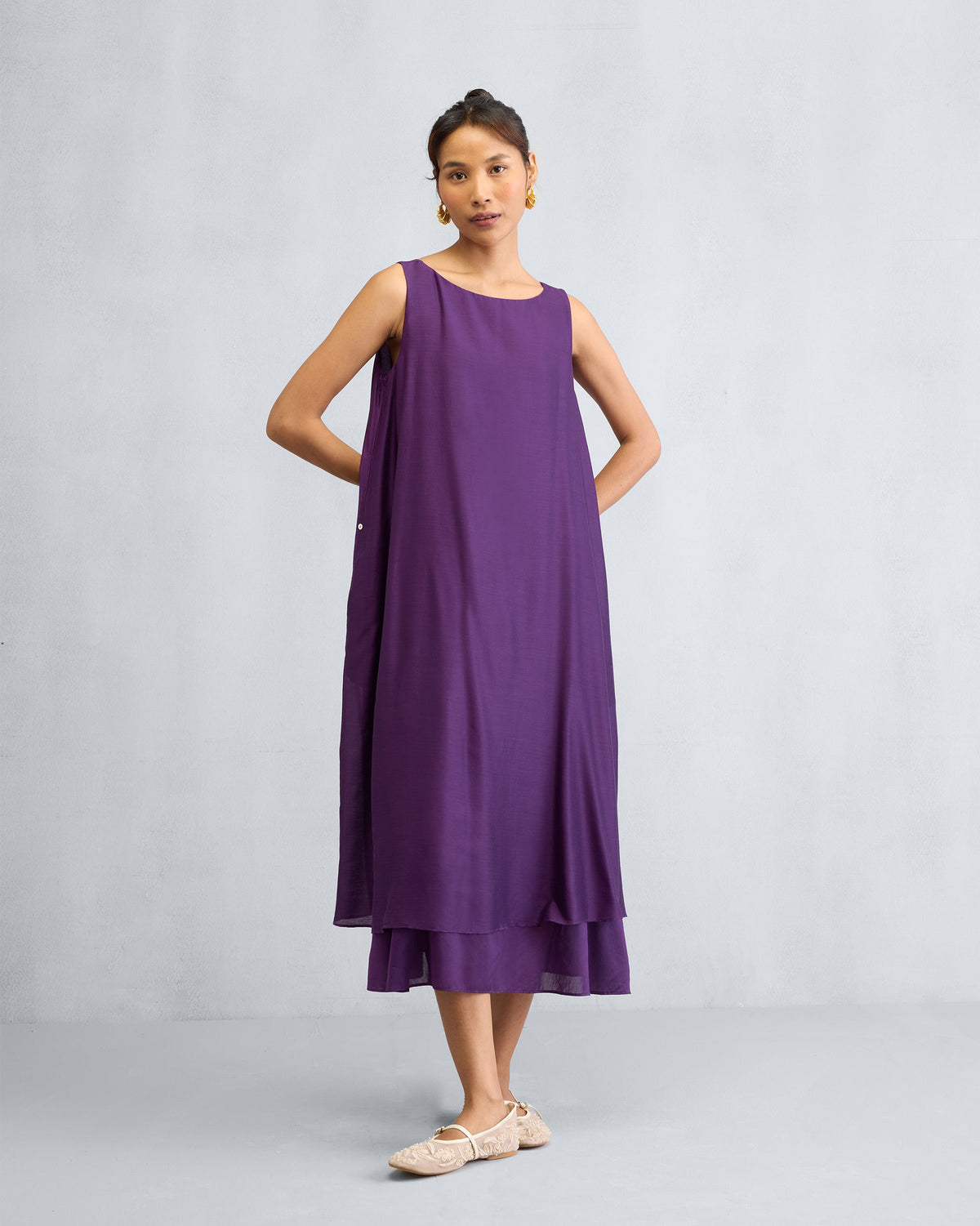 Double Layer Dress -Chanderi A-Line FIt