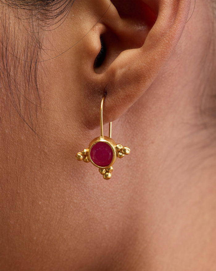 Pink Jade Drops - Gold