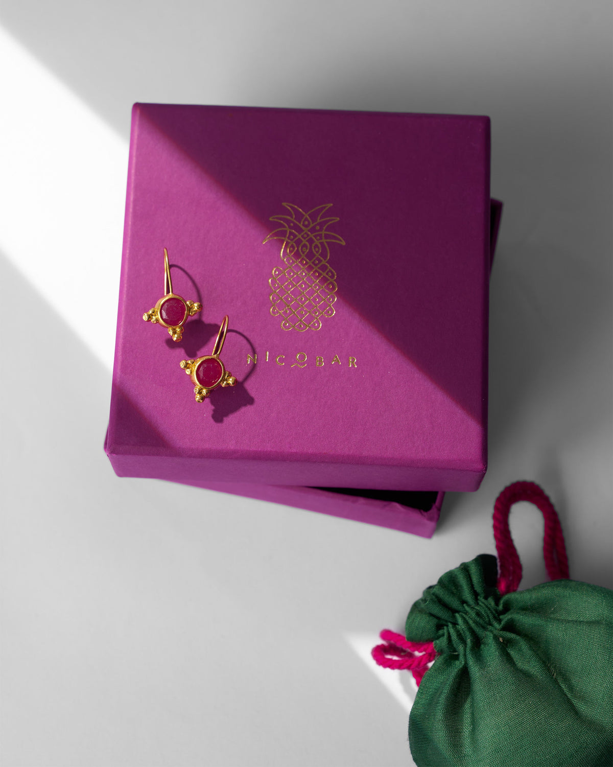 Pink Jade Drops - Gold