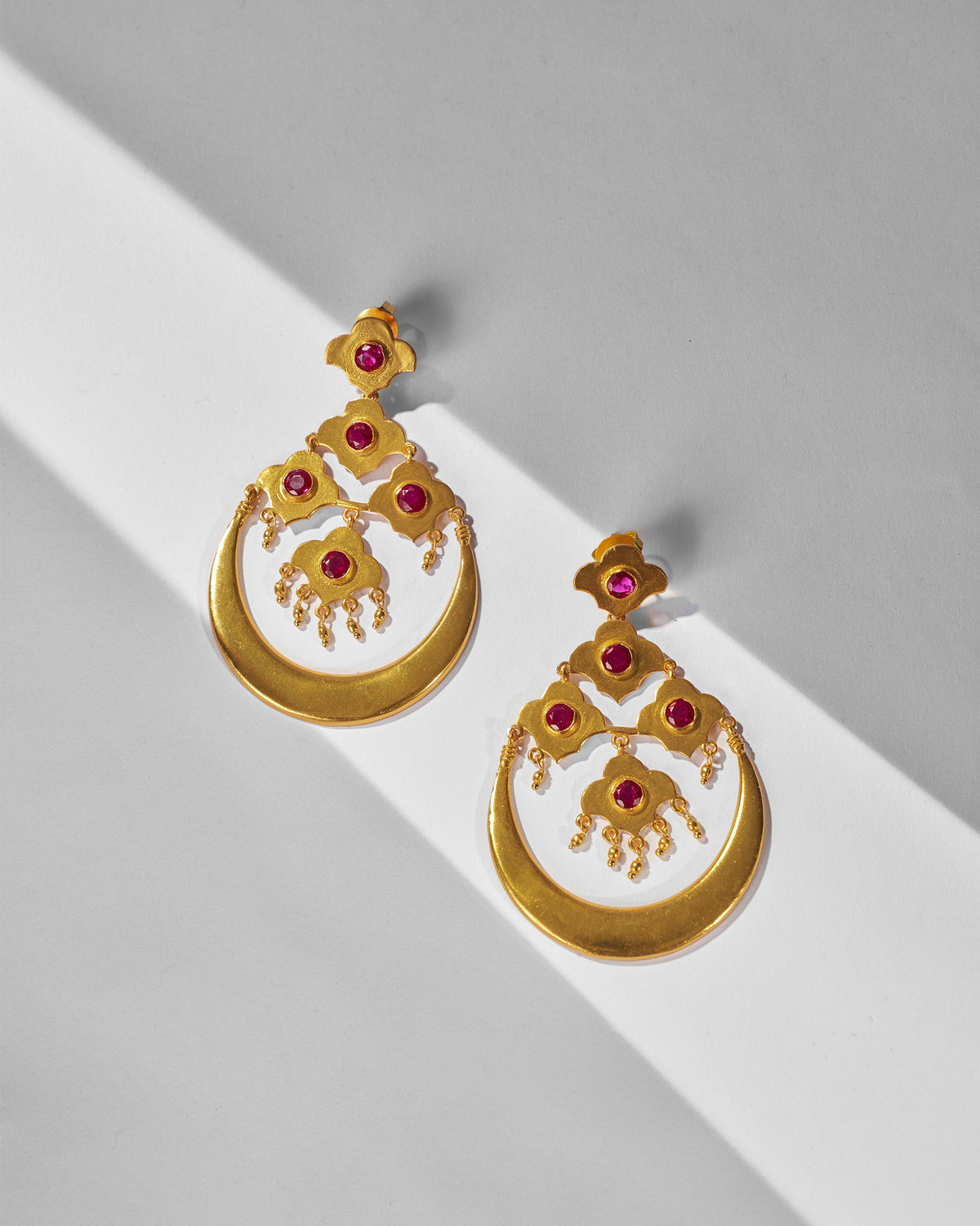 Moon Flower Earrings - Gold