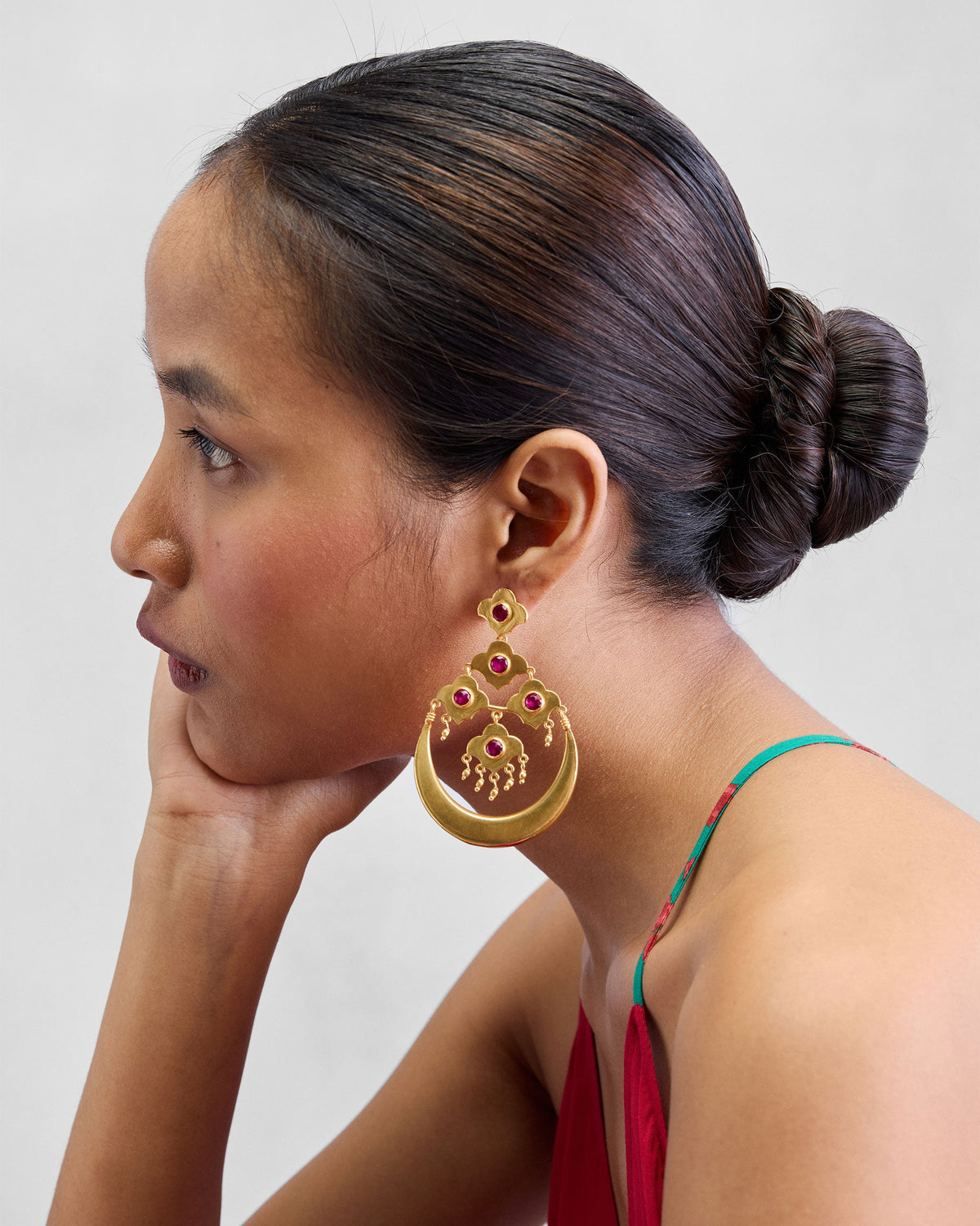 Moon Flower Earrings - Gold