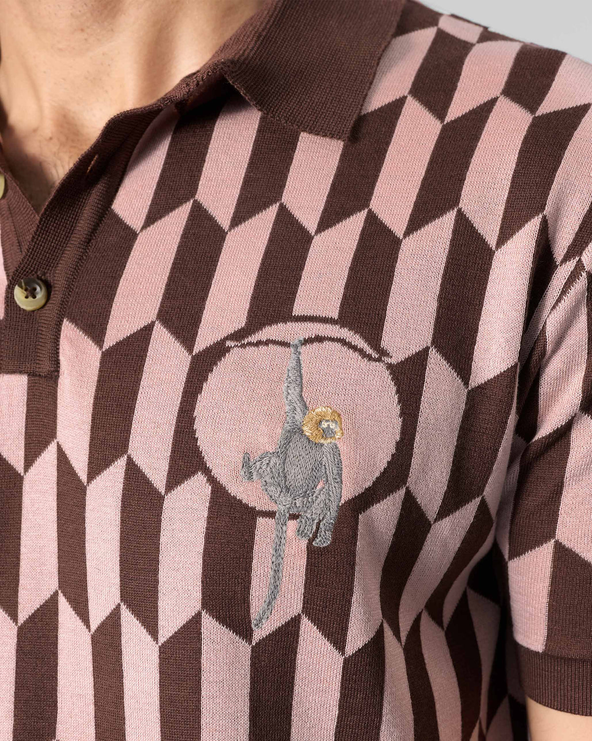 Langur Polo T-Shirt - Brown & Pink
