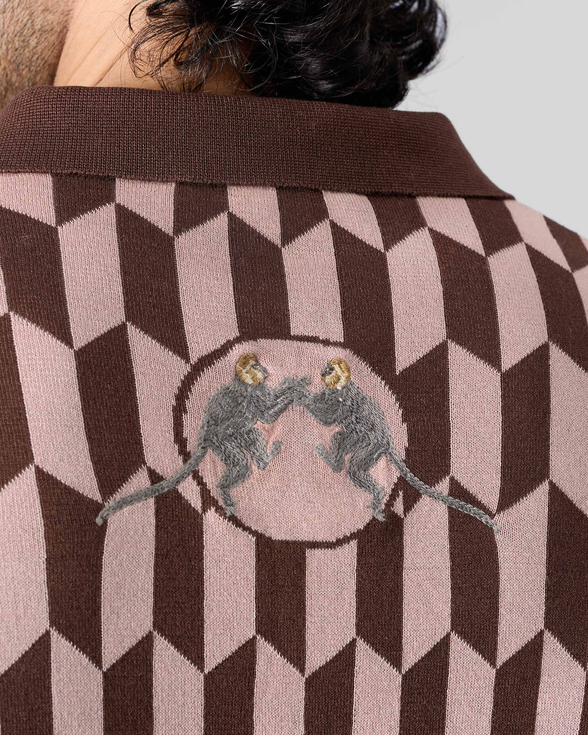 Langur Polo T-Shirt - Brown & Pink