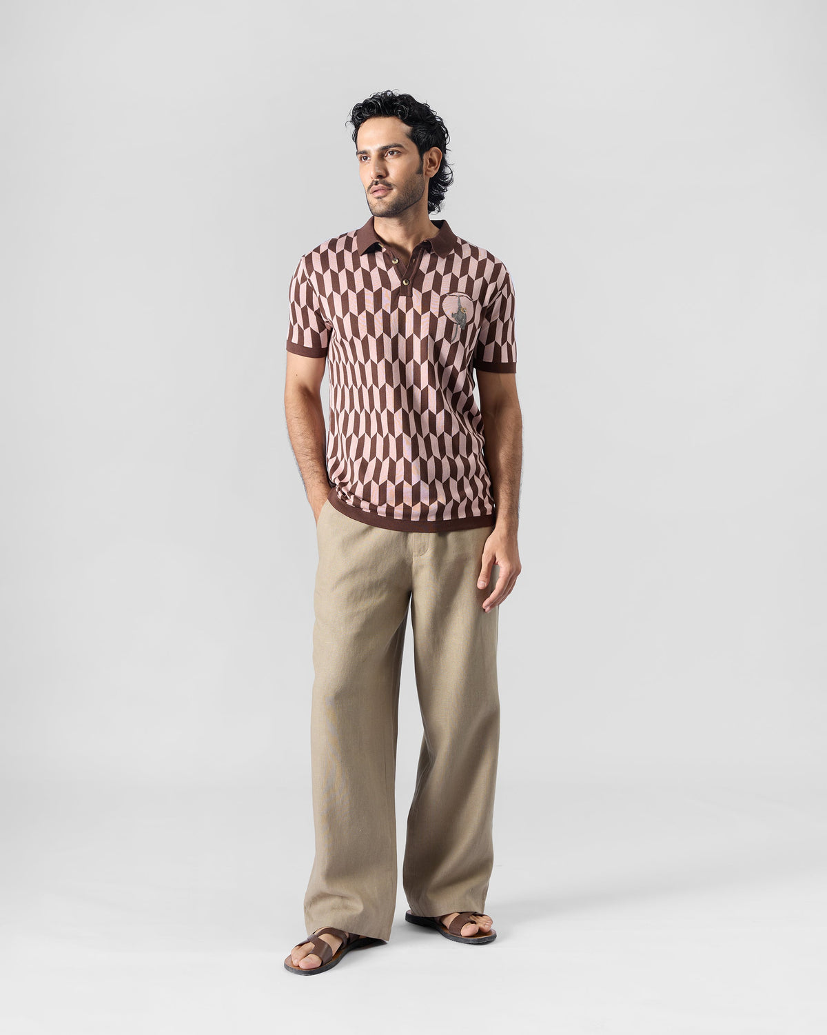 Langur Polo T-Shirt - Brown & Pink