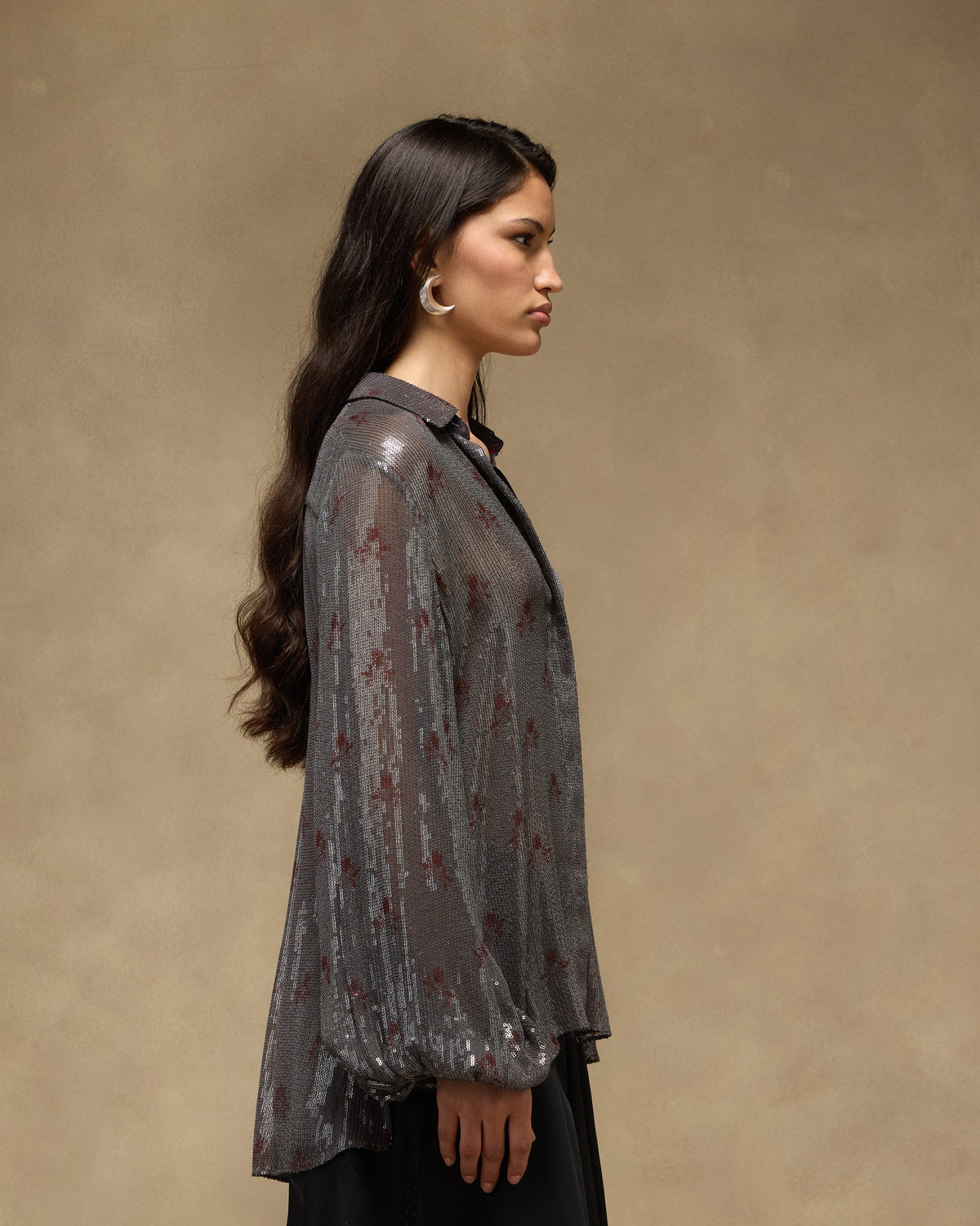 Bacchus Shirt - Sequined Chiffon Blend