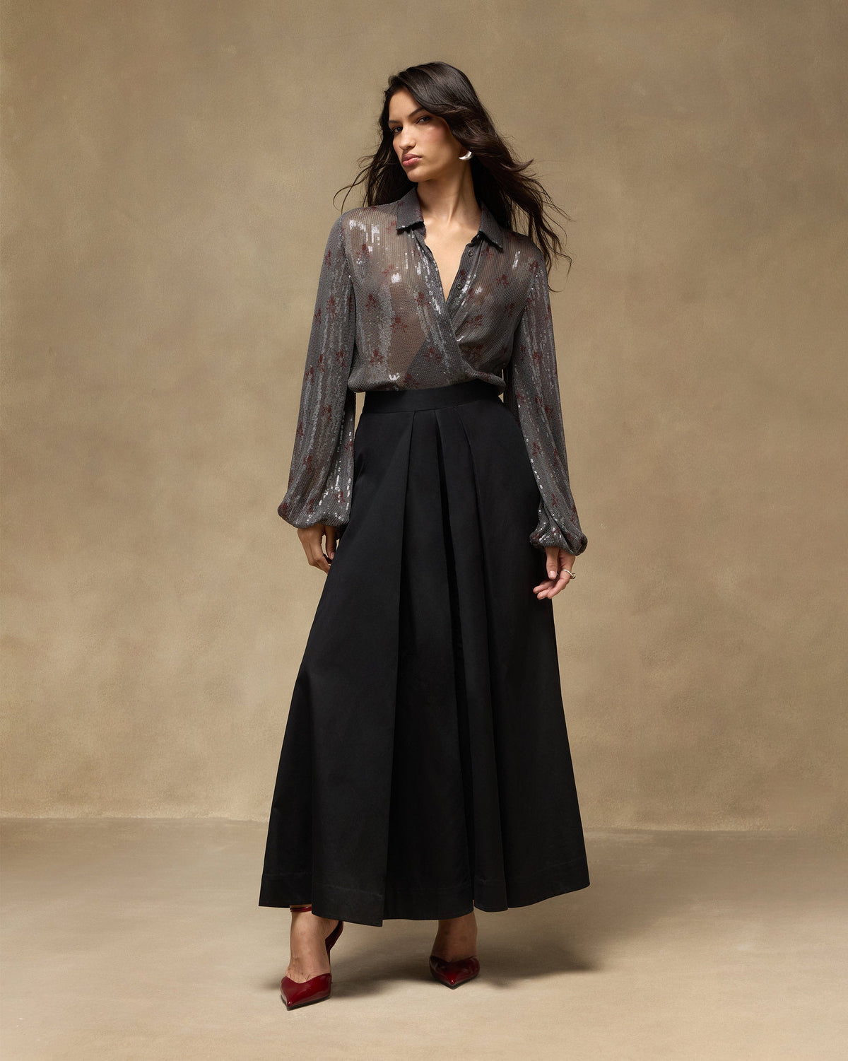 Bacchus Shirt - Sequined Chiffon Blend