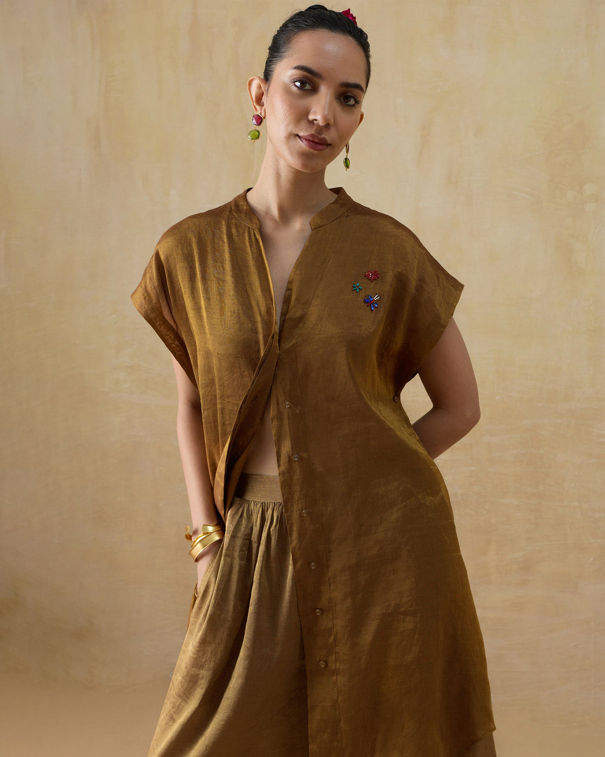 Golden Hour Shirt - Metallic Tissue A-Line Fit