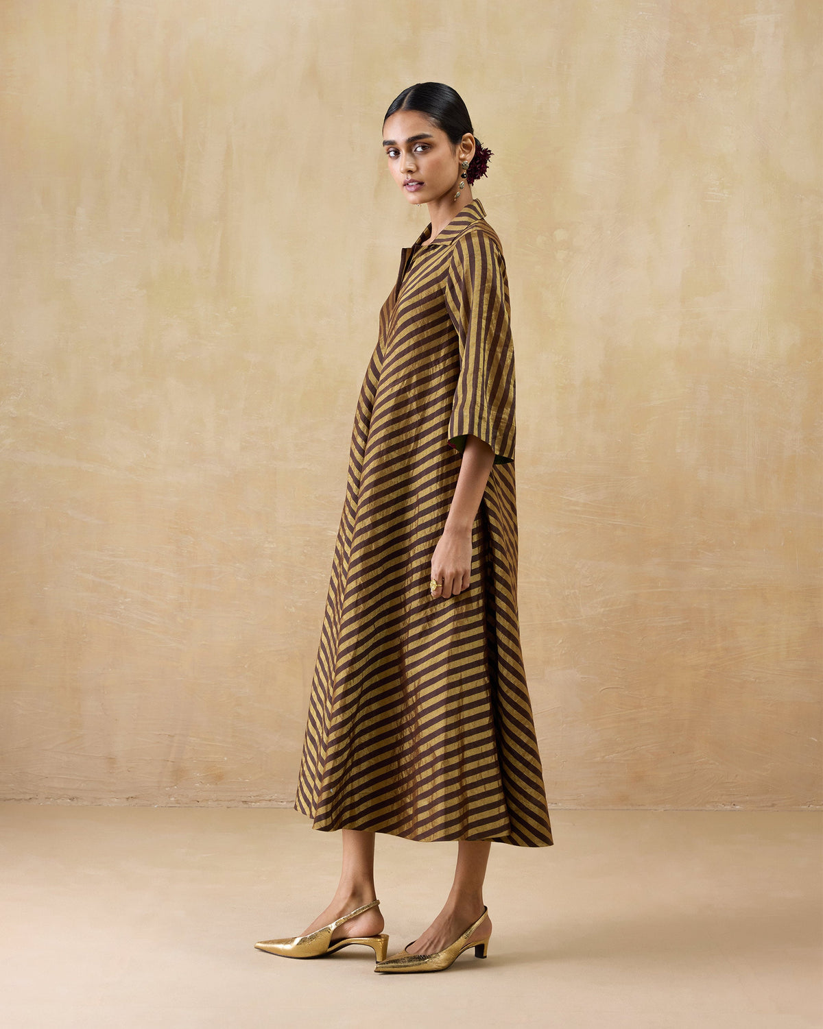 Areva Dress - Metallic Tissue A-Line Fit