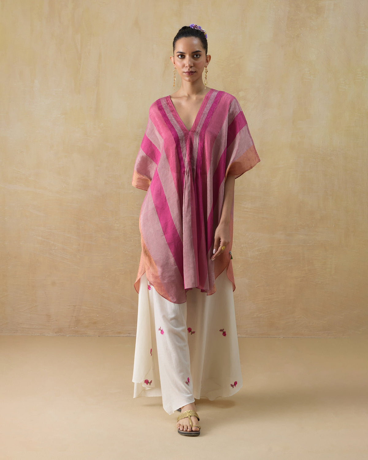 Jhilmil Kaftan - Metallic Tissue Loose Fit