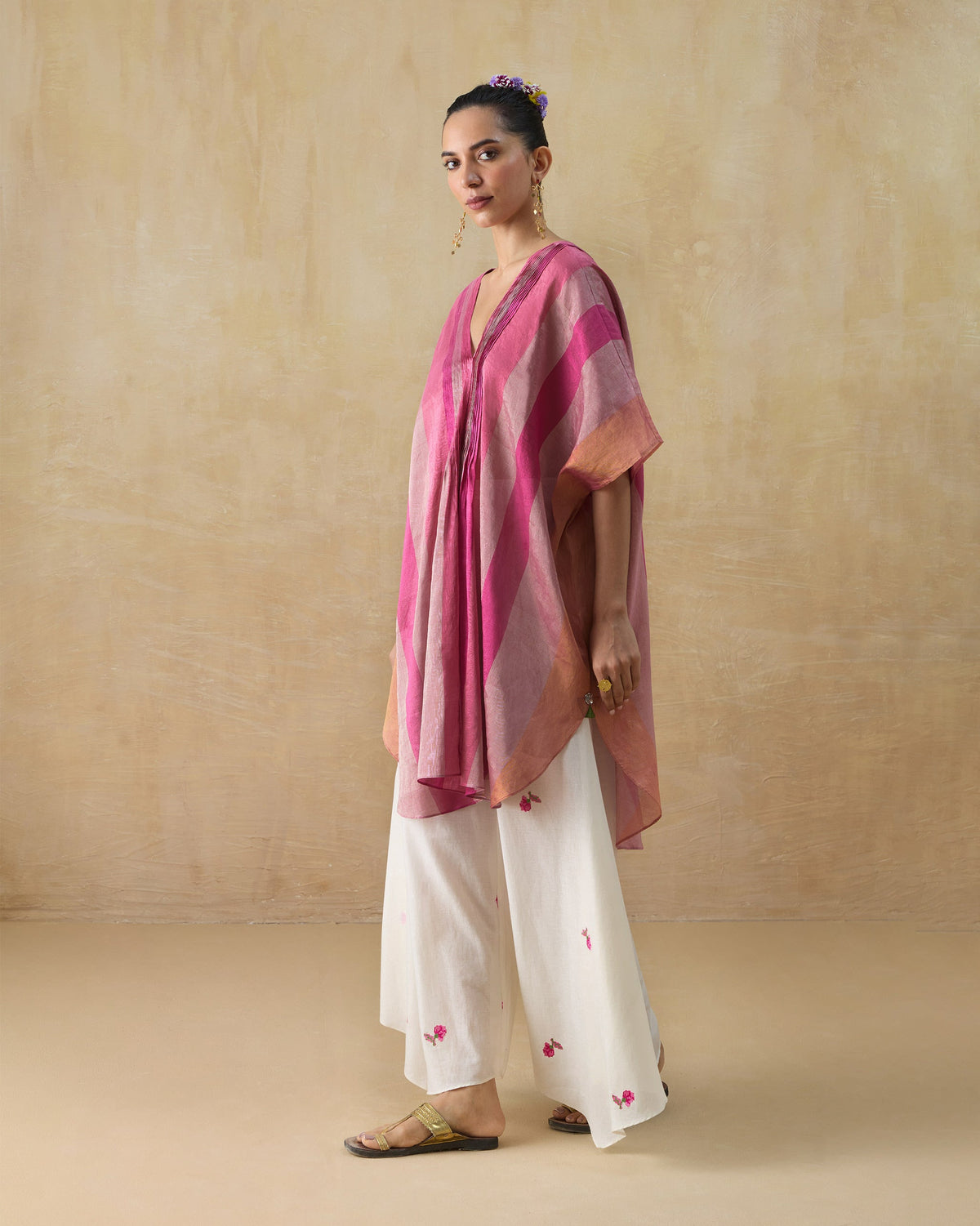 Jhilmil Kaftan - Metallic Tissue Loose Fit