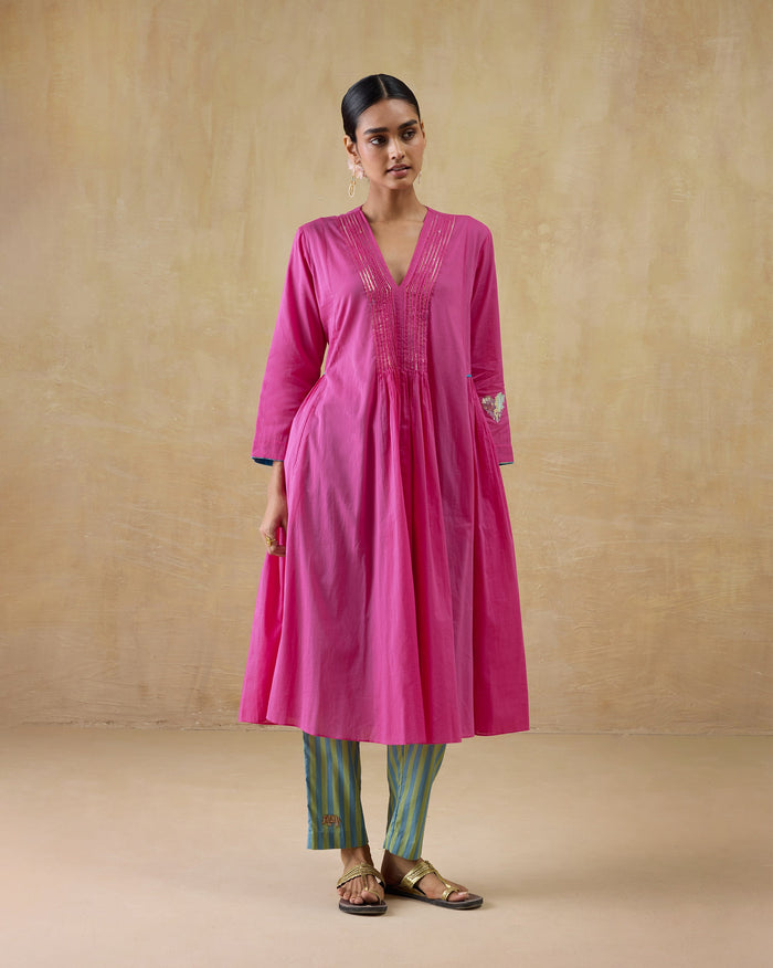Pintuck Kurta - 100% Cotton Regular Fit