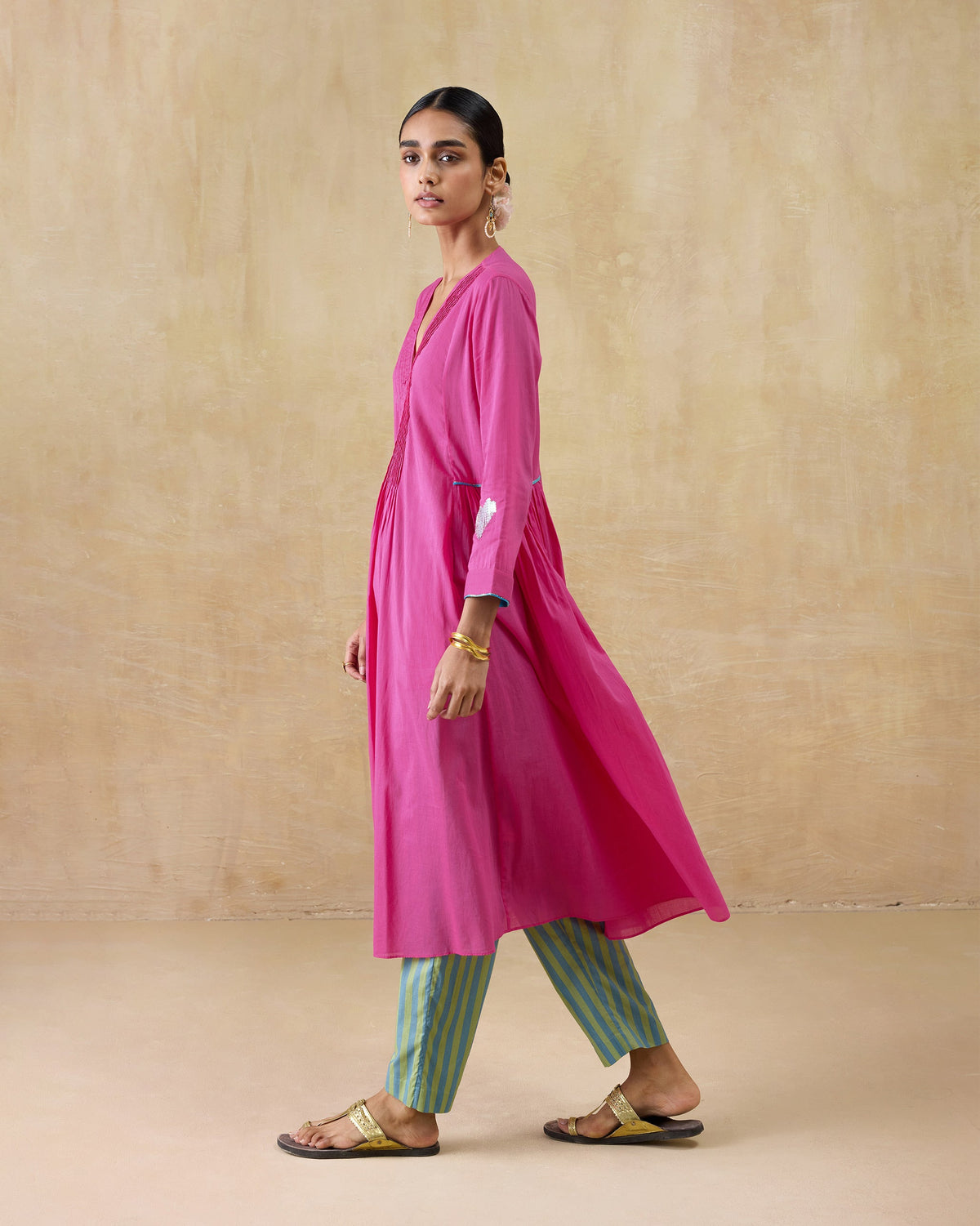 Pintuck Kurta - 100% Cotton Regular Fit