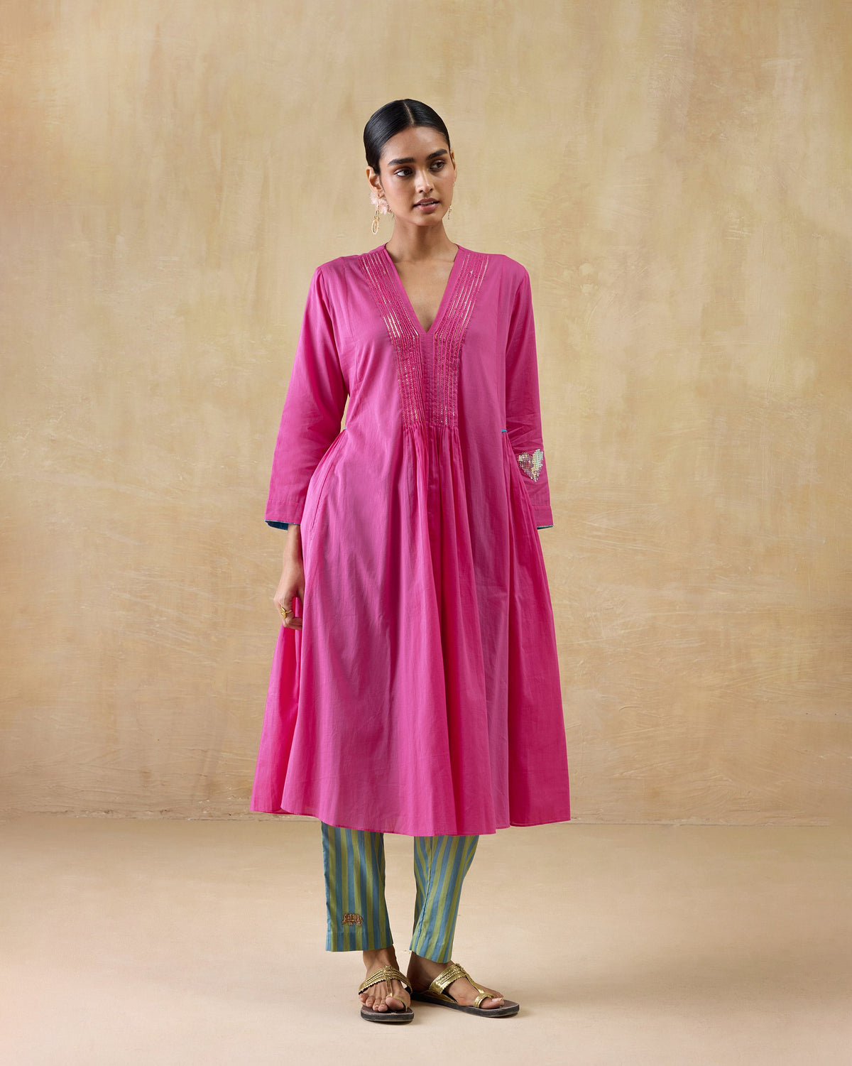 Pintuck Kurta - 100% Cotton Regular Fit