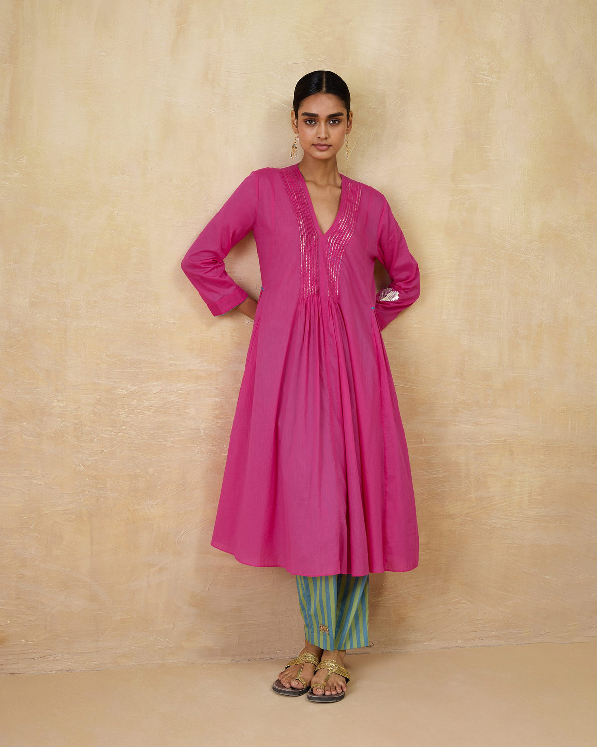 Pintuck Kurta - 100% Cotton Regular Fit