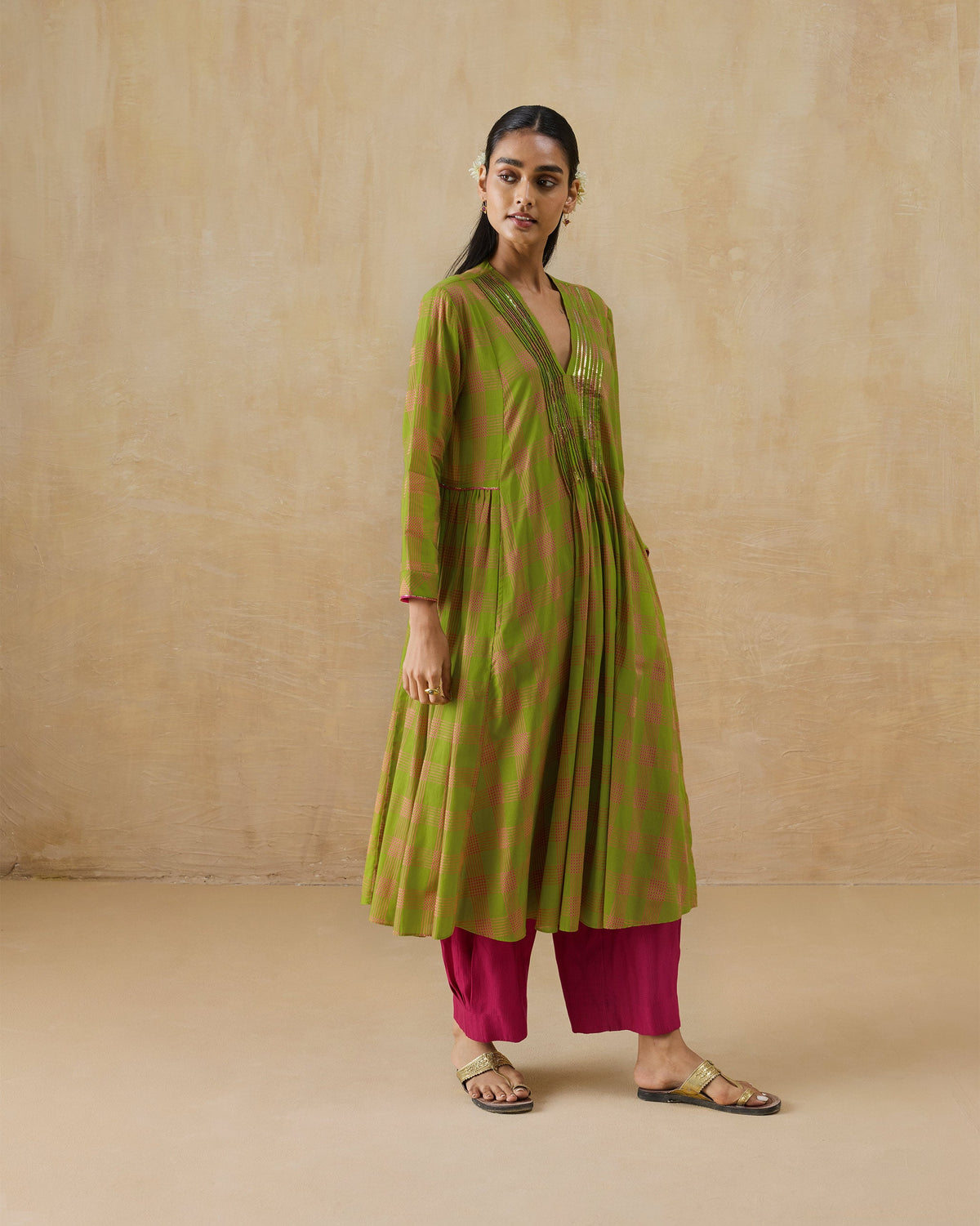 Pintuck Kurta - 100% Cotton Regular Fit
