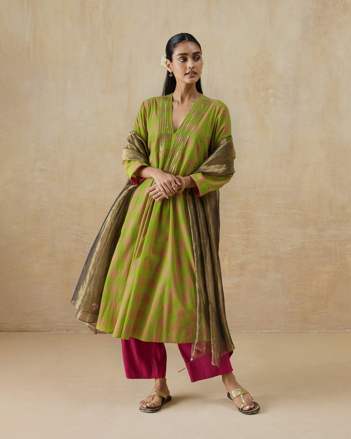Pintuck Kurta - 100% Cotton Regular Fit