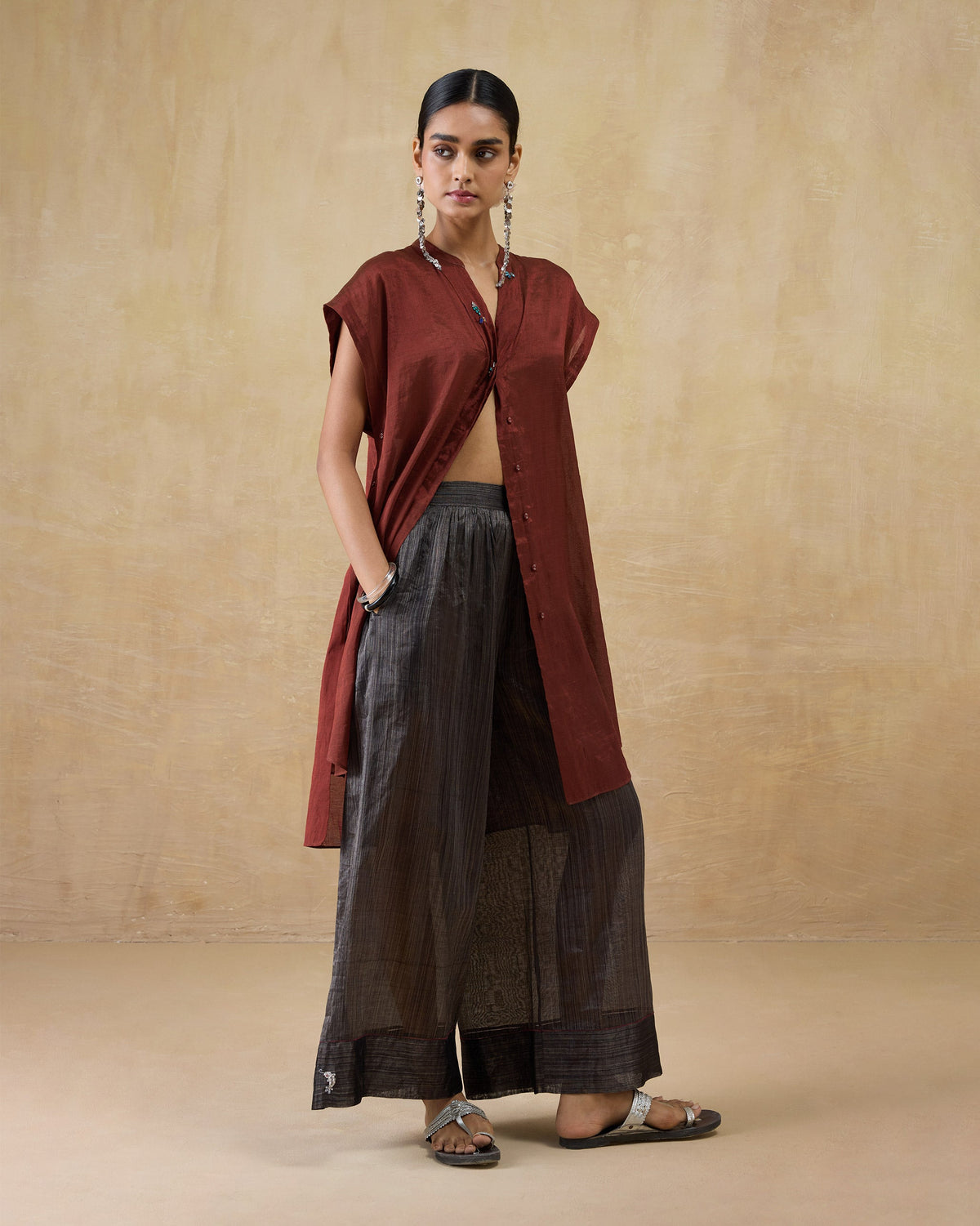 Tango Kaftan - Metallic Tissue Free Size