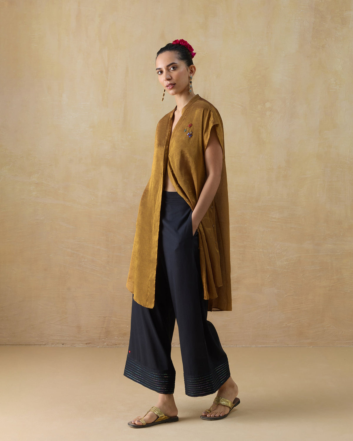 Tango Kaftan - Metallic Tissue Free Size