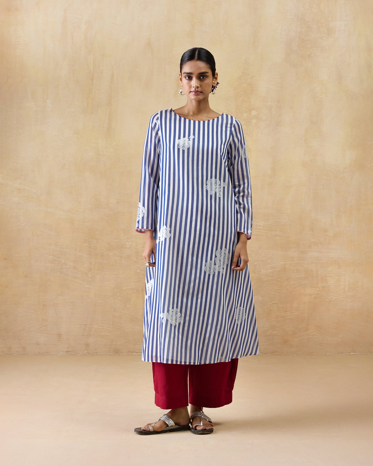 Boat Neck Kurta - Cotton Silk Regular Fit