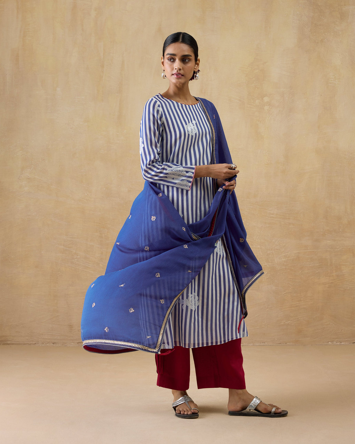 Boat Neck Kurta - Cotton Silk Regular Fit